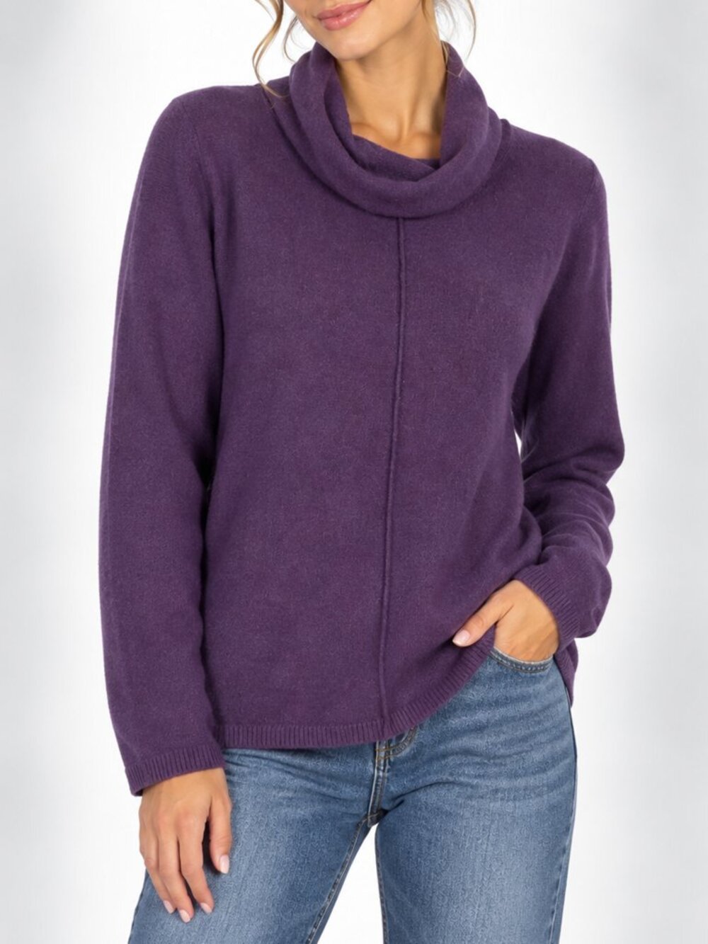 Calvin Klein Jeans XL Purple Cowl Neck Soft Knit Pullover Sweater